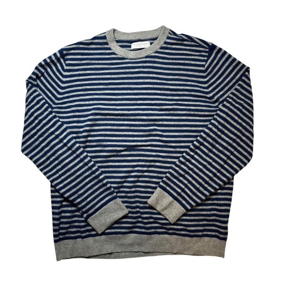 Men's Everlane Blue and Grey Striped Cashmere Sweater XL - Picture 1 of 6